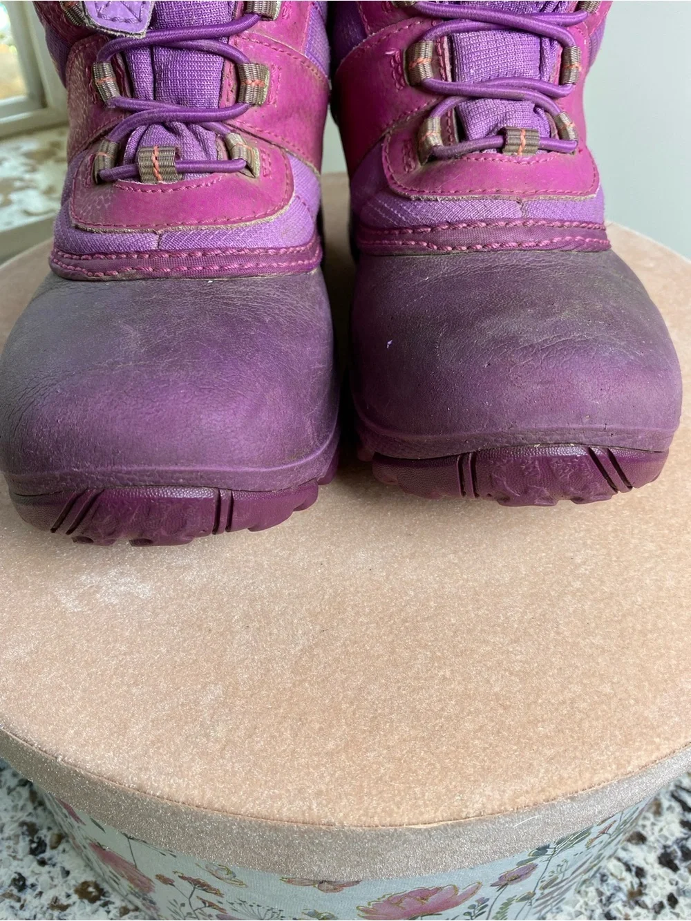 COLUMBIA Youth Rope Tow III Waterproof Winter Boots Purple 1